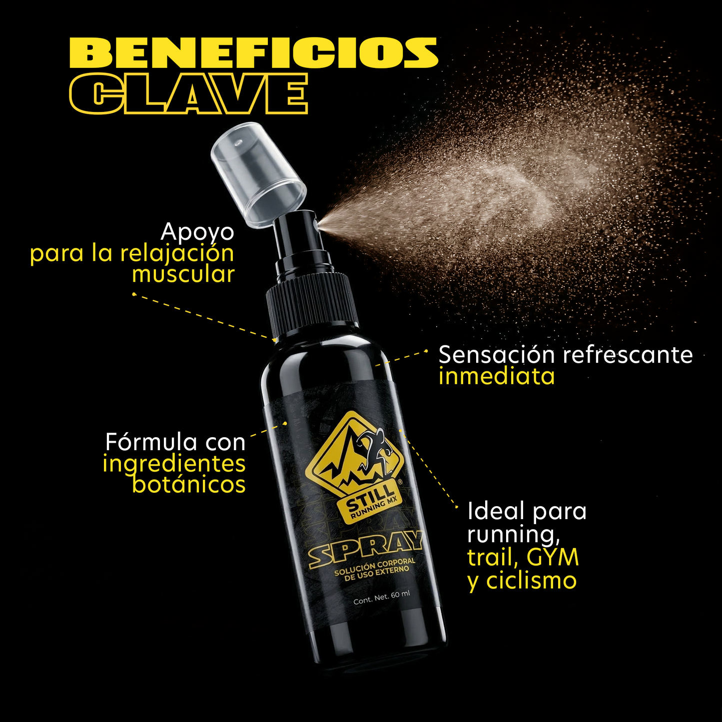 10 Spray Corporal de uso externo Still Running MX 60 ml